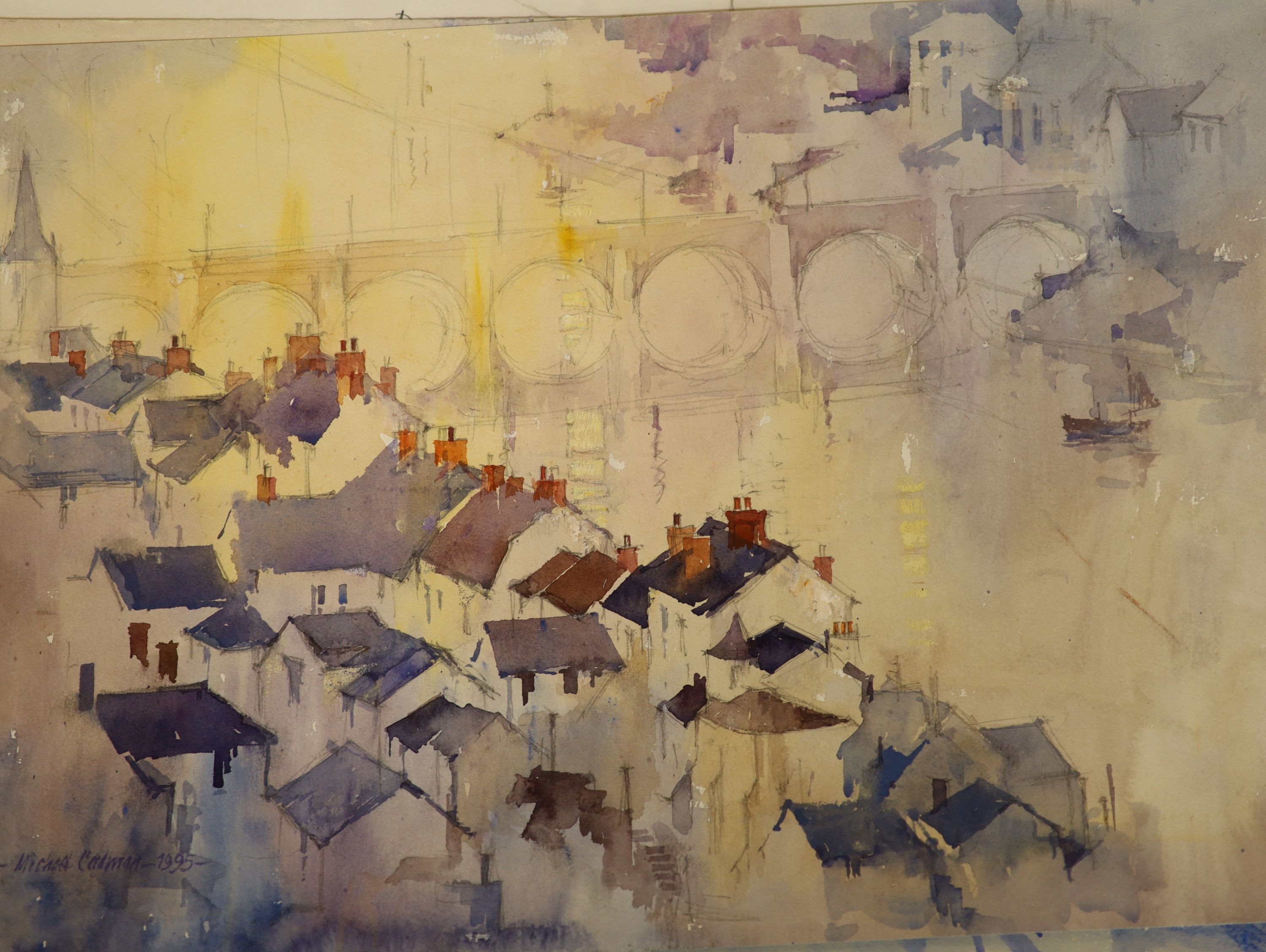 Michael Cadman (1920-2010), a group of assorted watercolours, mostly topographical scenes c.1995 to 2003, largest 46 x 61cm, one framed, the others unframed